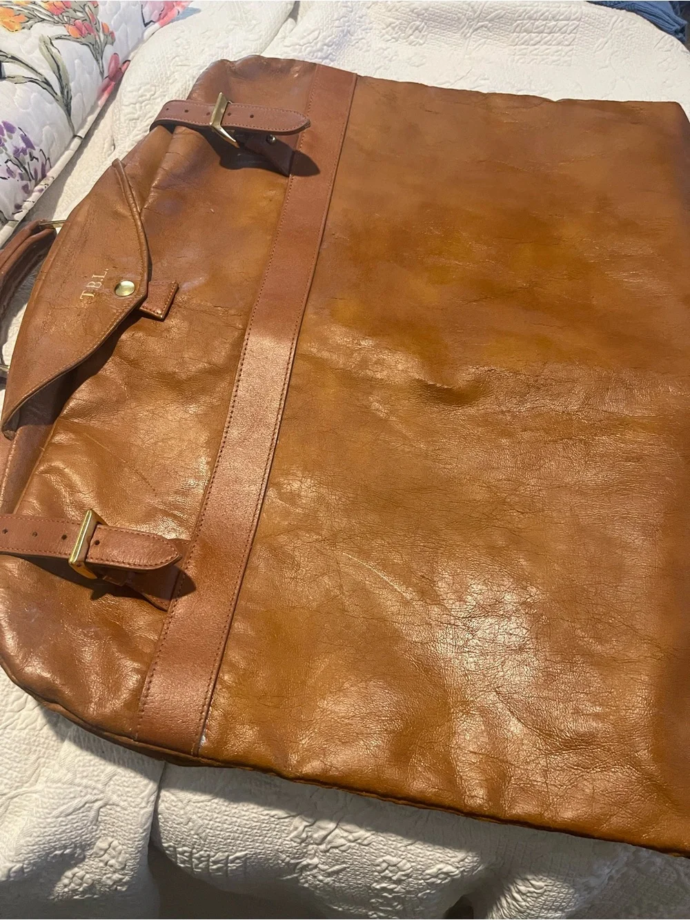 Men's Faux Leather Garment Bag - Tan Vintage has wear 22X40